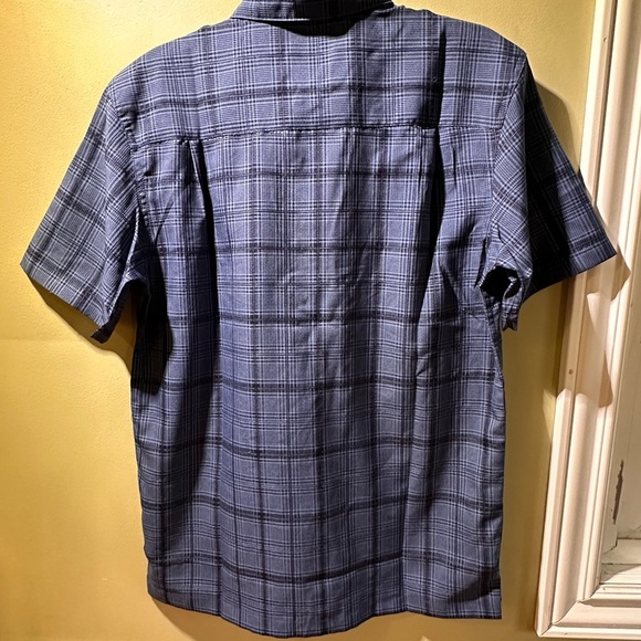 Haggar Men's Navy Plaid Button Down Shirt - Picture 6 of 9
